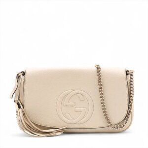 👜 Gucci Soho Leather Chain Shoulder Bag White 536224